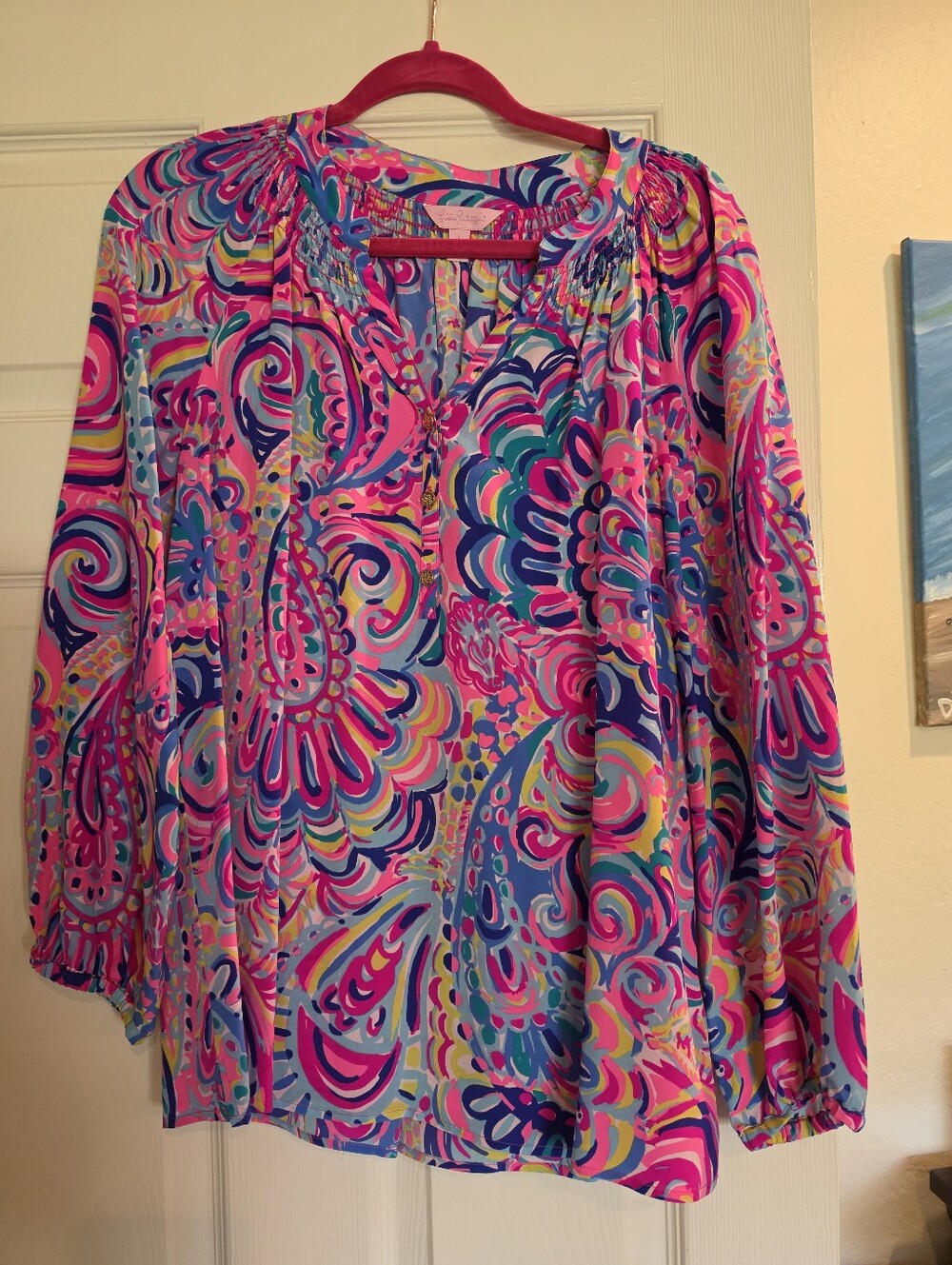 Lilly Pulitzer Euc L Silk Elsa Top